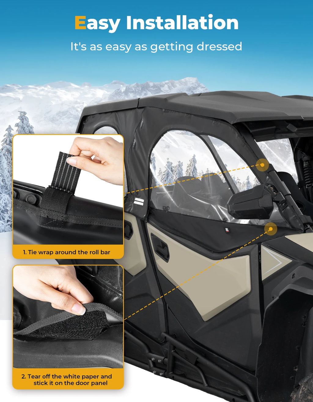 KEMITOUR ZForce 950 Sport 4 PVC 4-Door Soft Enclosure Kit 2023–2025 UTV Soft Enclosure Kit Nixie
