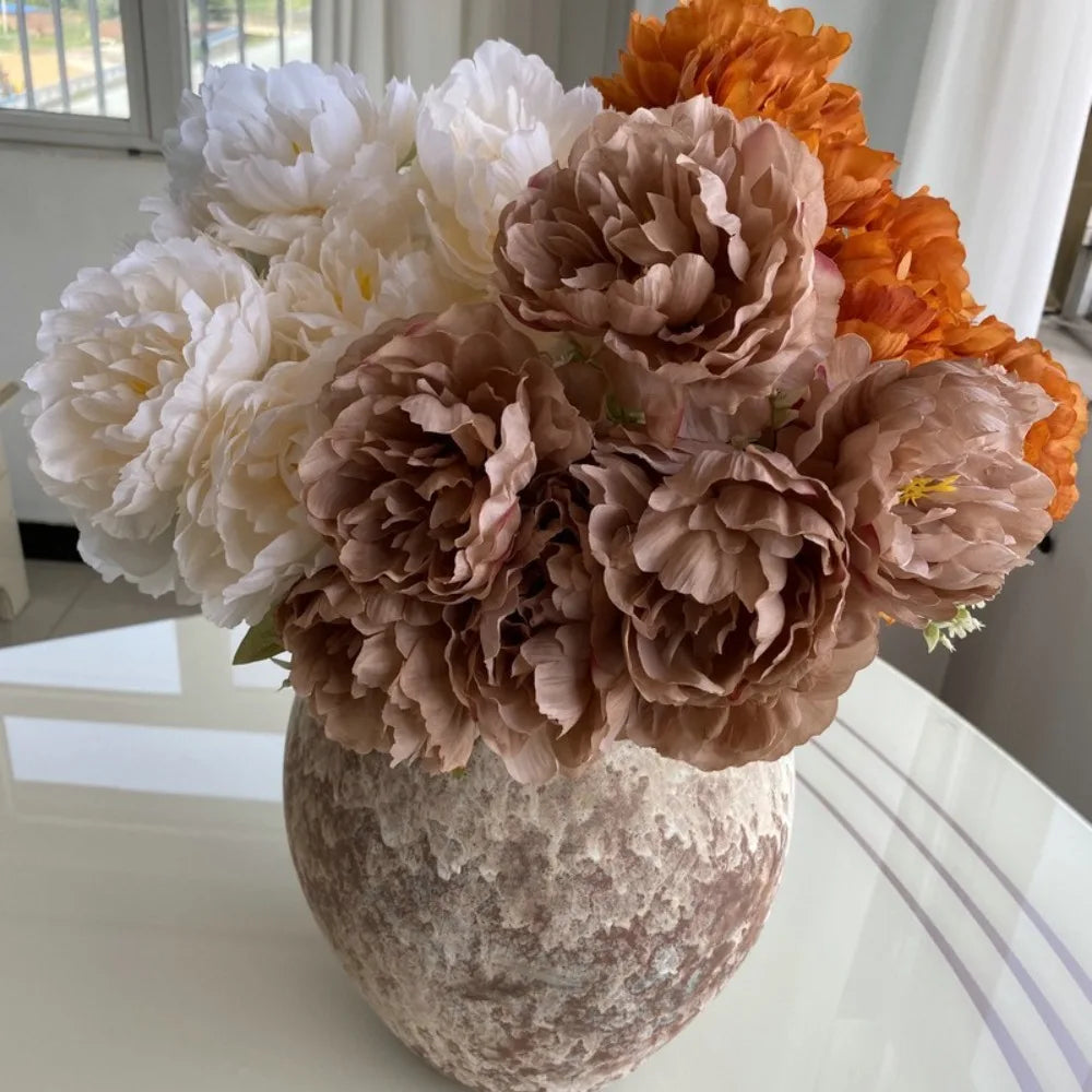 42CM Silk Peony Bouquet 7 Heads – Artificial Flowers for Decor