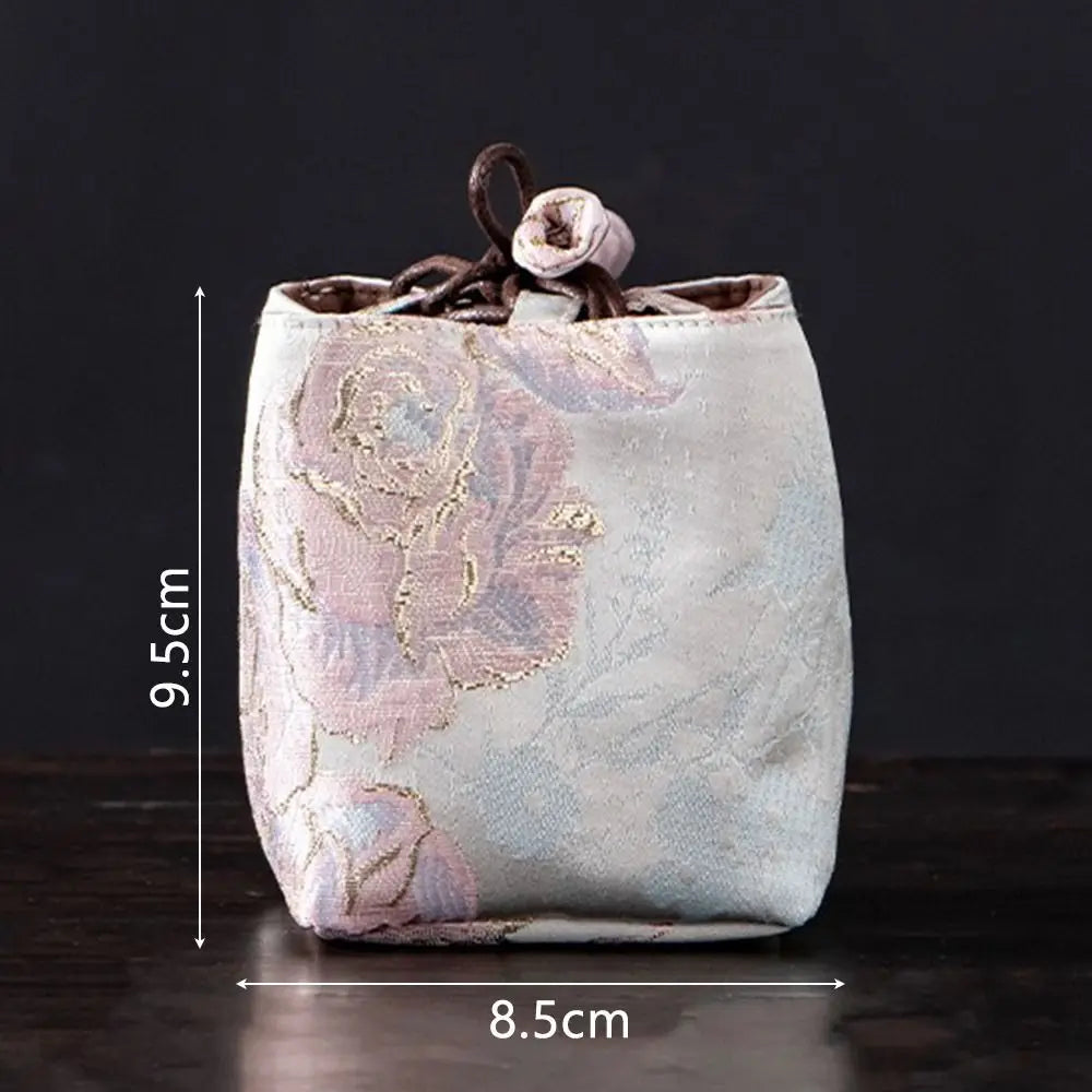 Brocade Tea Set Storage Bag – Chinese Embroidered Teapot Pouch Tea Storage Bag Nixie
