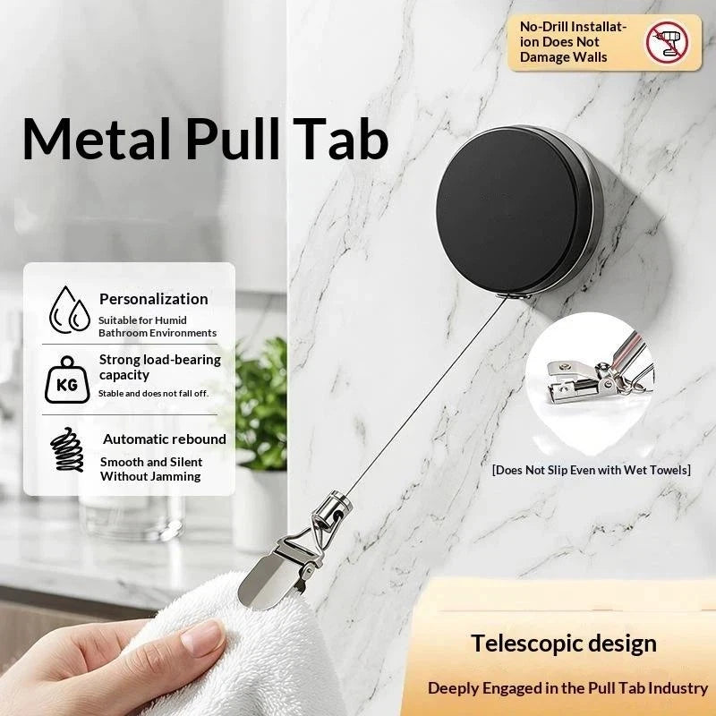 Retractable Wall Towel Rack – No-Drill Self-Adhesive Holder Wall Towel Rack Nixie