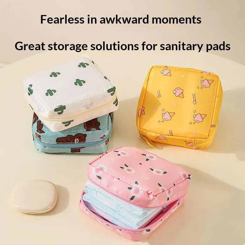 Portable Sanitary Pad Storage Pouch – Cute Cartoon Organizer Organizer Pouch Nixie
