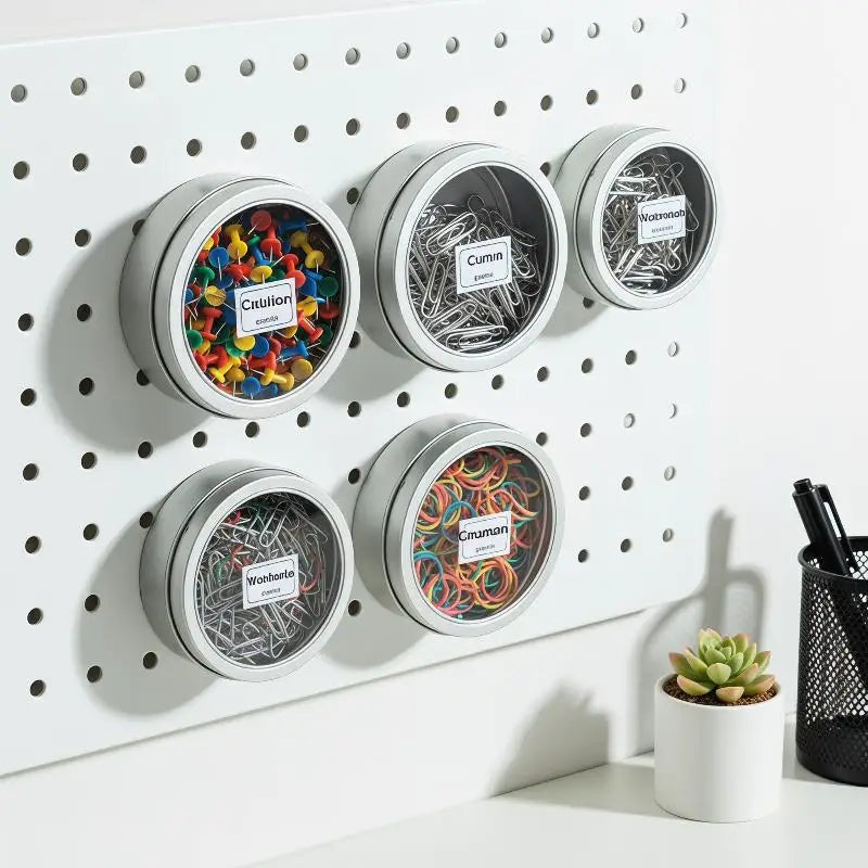 Magnetic Round Tin Spice Storage Box with Transparent Lid Spice Storage Tin Nixie