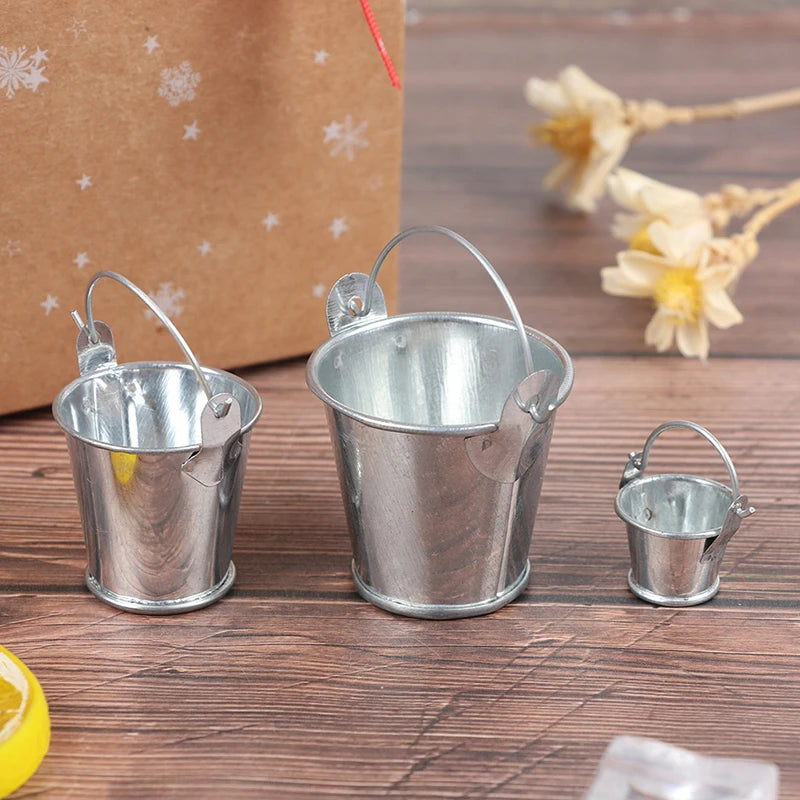 Miniature Iron Pail for Dollhouse Decor & Beach Bucket Toy