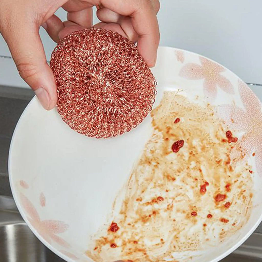2PCS Copper Wire Scrubber Balls – Rust-Resistant Kitchen Cleaner