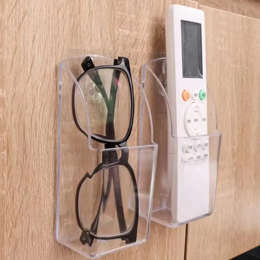 Wall Mount Remote Control Holder Transparent Storage Box Wall Storage Organizer Nixie