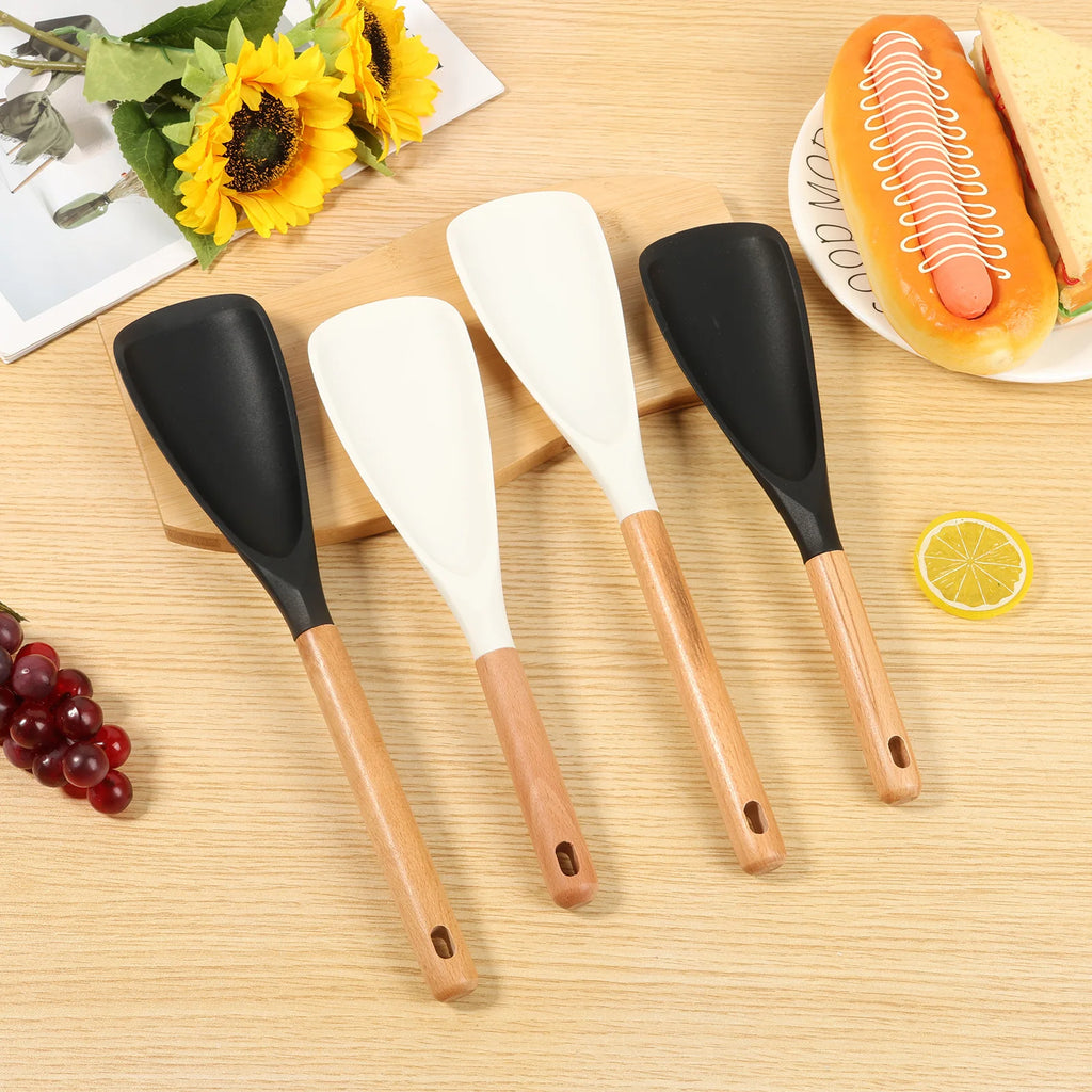 Silicone Spatula Spoon Set with Wooden Handle – 2/4/8 Pcs Kitchen Utensil Set Nixie