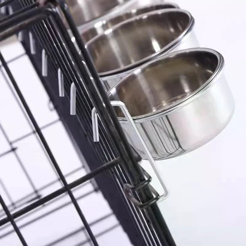 Stainless Steel Hanging Cage Pet Bowl – 5 Sizes | Dogs, Cats & Birds