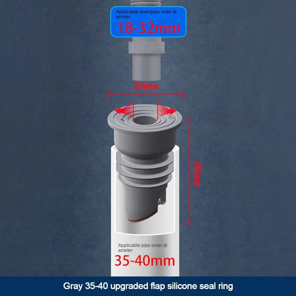 Floor Drain Seal Plug – Odor & Pest Blocking Pipe Ring Drain Seal Plug Nixie grey-35-40mm