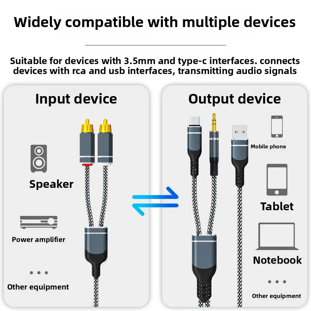 Nixie 1-to-2 Dual RCA Audio Cable – AUX & USB Compatible RCA Audio Cable Nixie