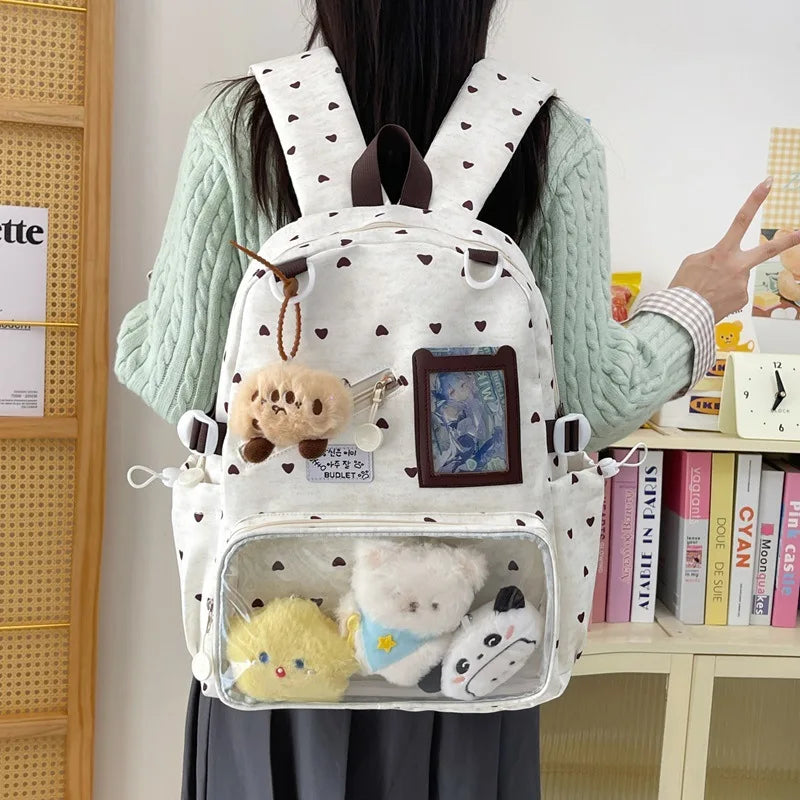 Heart-Shaped Backpack for Girls | Korean Style School Bag