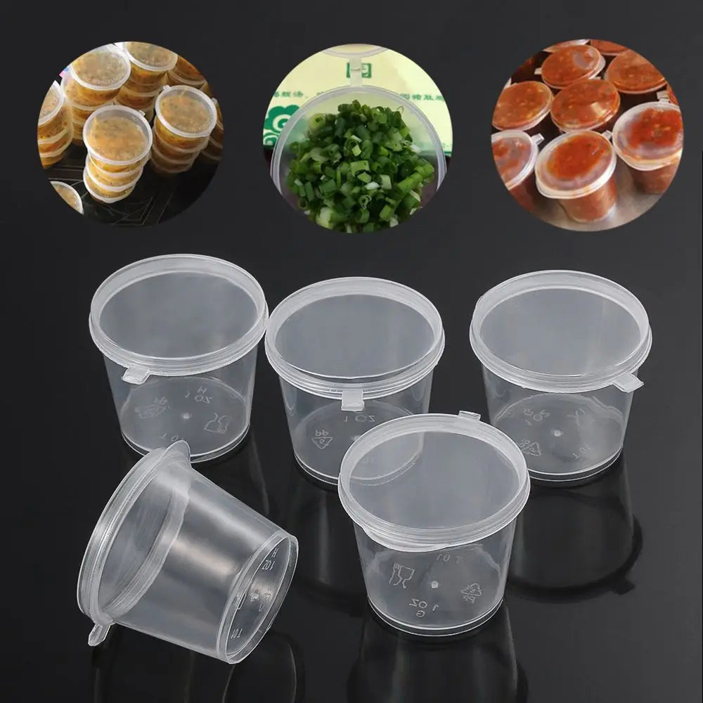 25Pcs Clear Hinged Lid Mini Containers – BPA-Free Sauce Cups Mini Food Containers Nixie