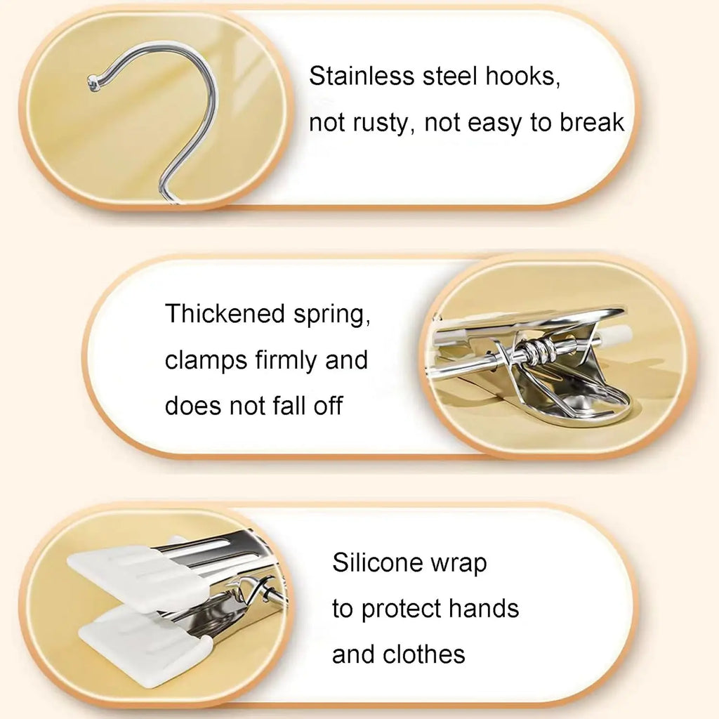 5-Pack Stainless Steel Clothespins with Hook – Laundry Clips Laundry Clothespins Nixie