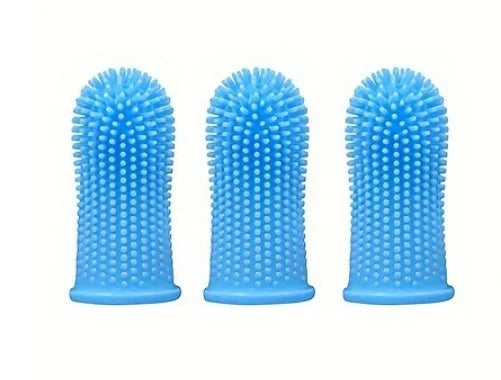 Silicone Finger Toothbrush for Dogs & Cats – Nontoxic Pet Finger Toothbrush Nixie 3pcs blue