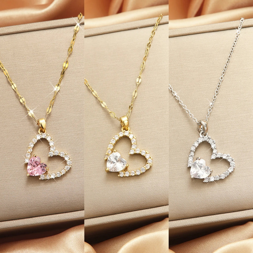 Women's Heart Pendant Clavicle Necklace – Stainless Steel Heart Pendant Necklace Nixie