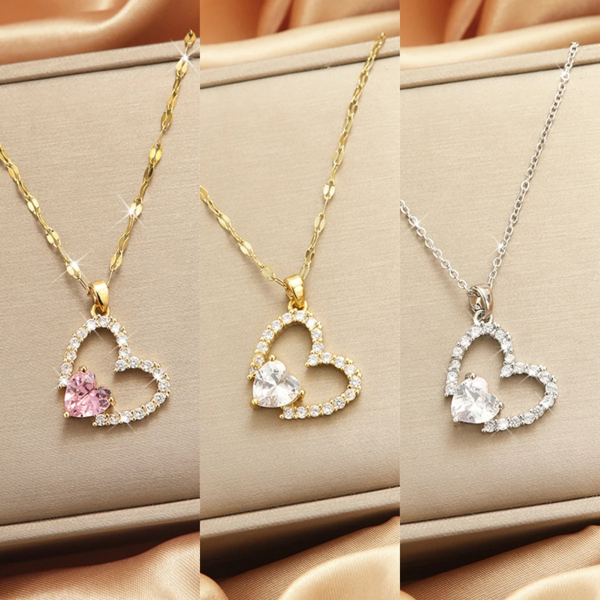 Women's Heart Pendant Clavicle Necklace – Stainless Steel Heart Pendant Necklace Nixie