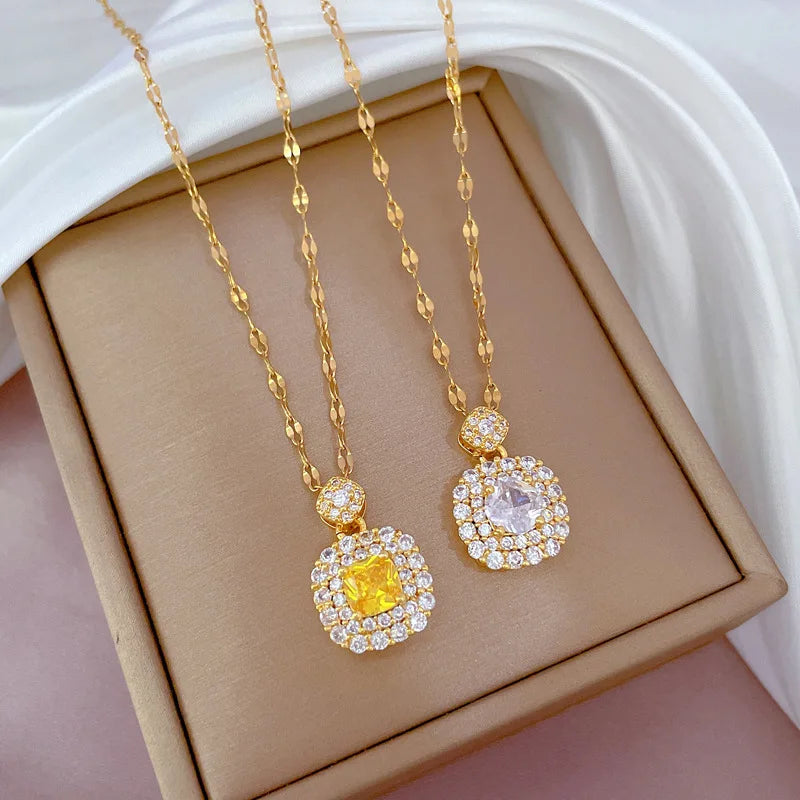 Geometric Pendant Clavicle Necklace Gold Stainless Steel Pendant Necklace Nixie