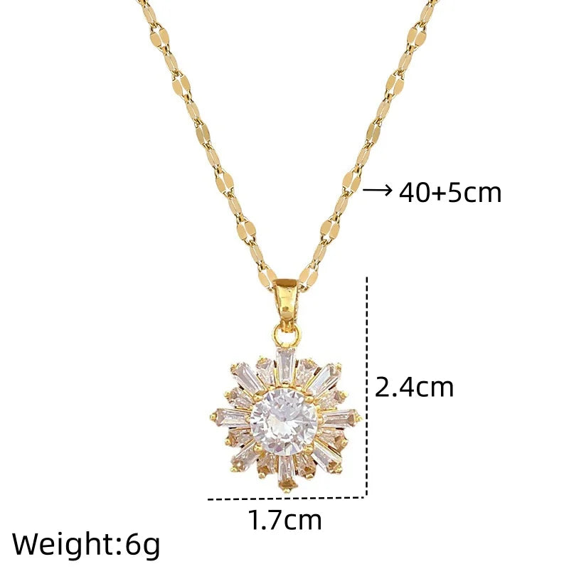 Geometric Snowflake Pendant Necklace – Gold Clavicle Chain Pendant Necklace Nixie XL2606-894