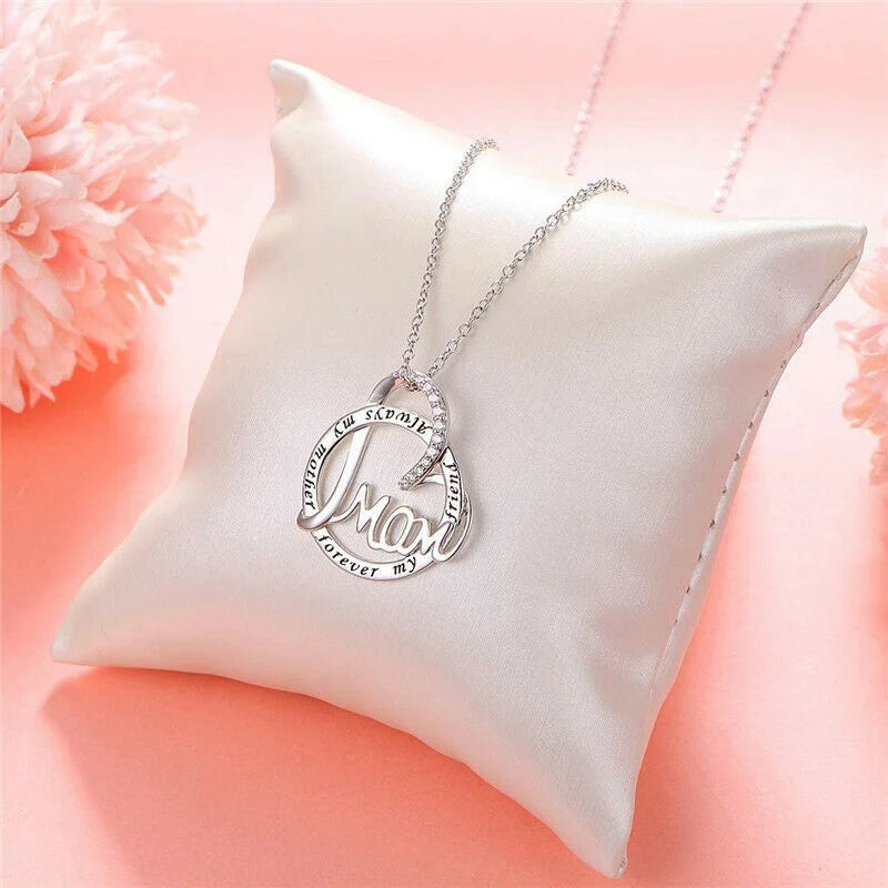 Silver Plated Zircon Heart Pendant Necklace | Gift for Her Pendant Necklace Nixie