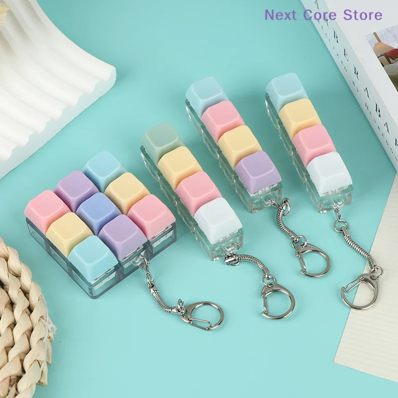 Macaron Keycap Keychain – 4-Key Mechanical Sensory Fidget Toy Fidget Keychain Toy Nixie