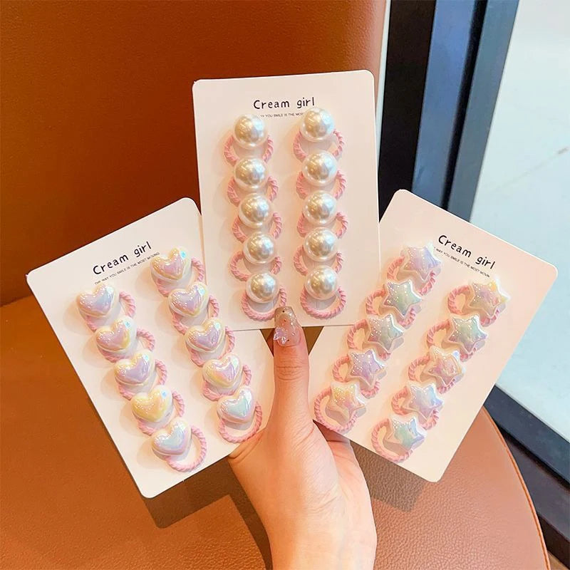 10-Piece Kids Elastic Hair Ties – Star, Heart & Round Styles Kids Hair Ties Nixie