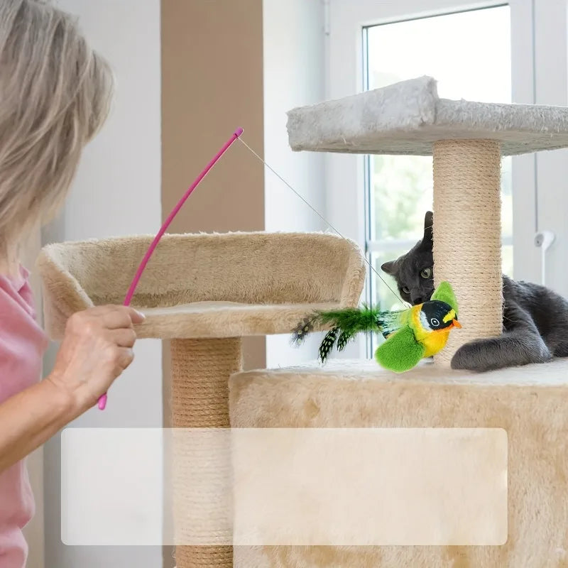 Cat Bird Sound Teaser Toy with Elastic Rope | Nixie Interactive Cat Toy Nixie