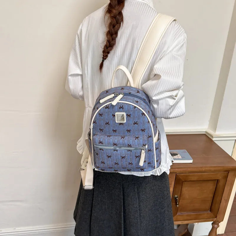 Sweet Bowknot Print Women's Backpack – Waterproof Travel Bag Women's Backpack Nixie