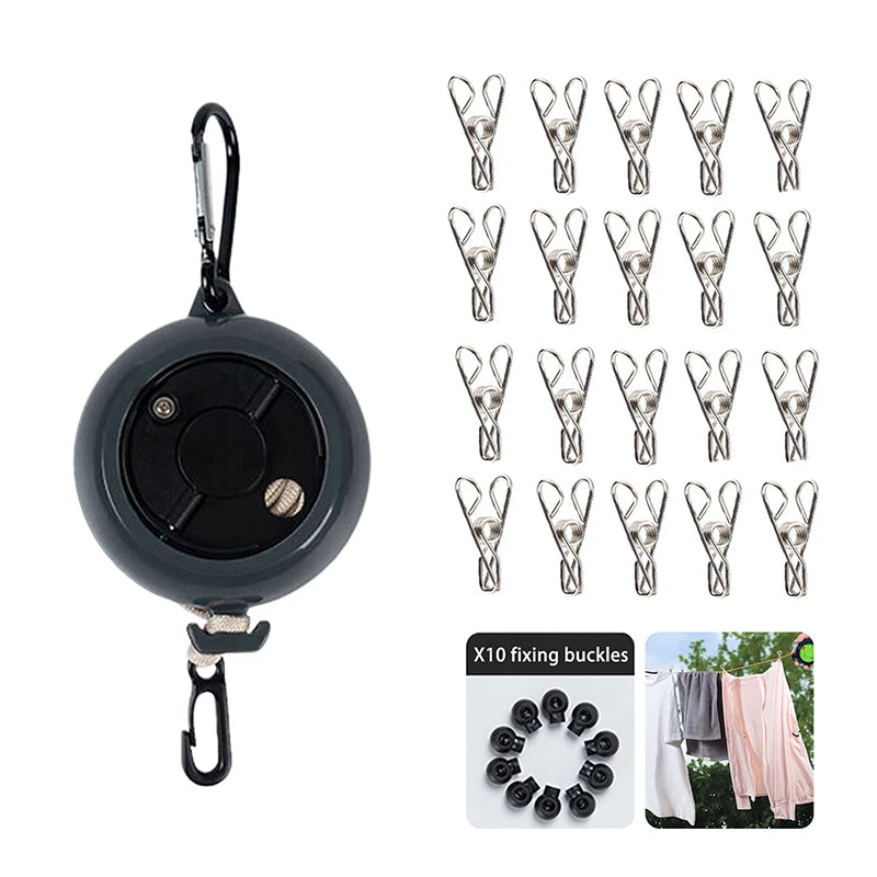 Portable Travel Clothesline 33ft Adjustable Laundry Drying Rope