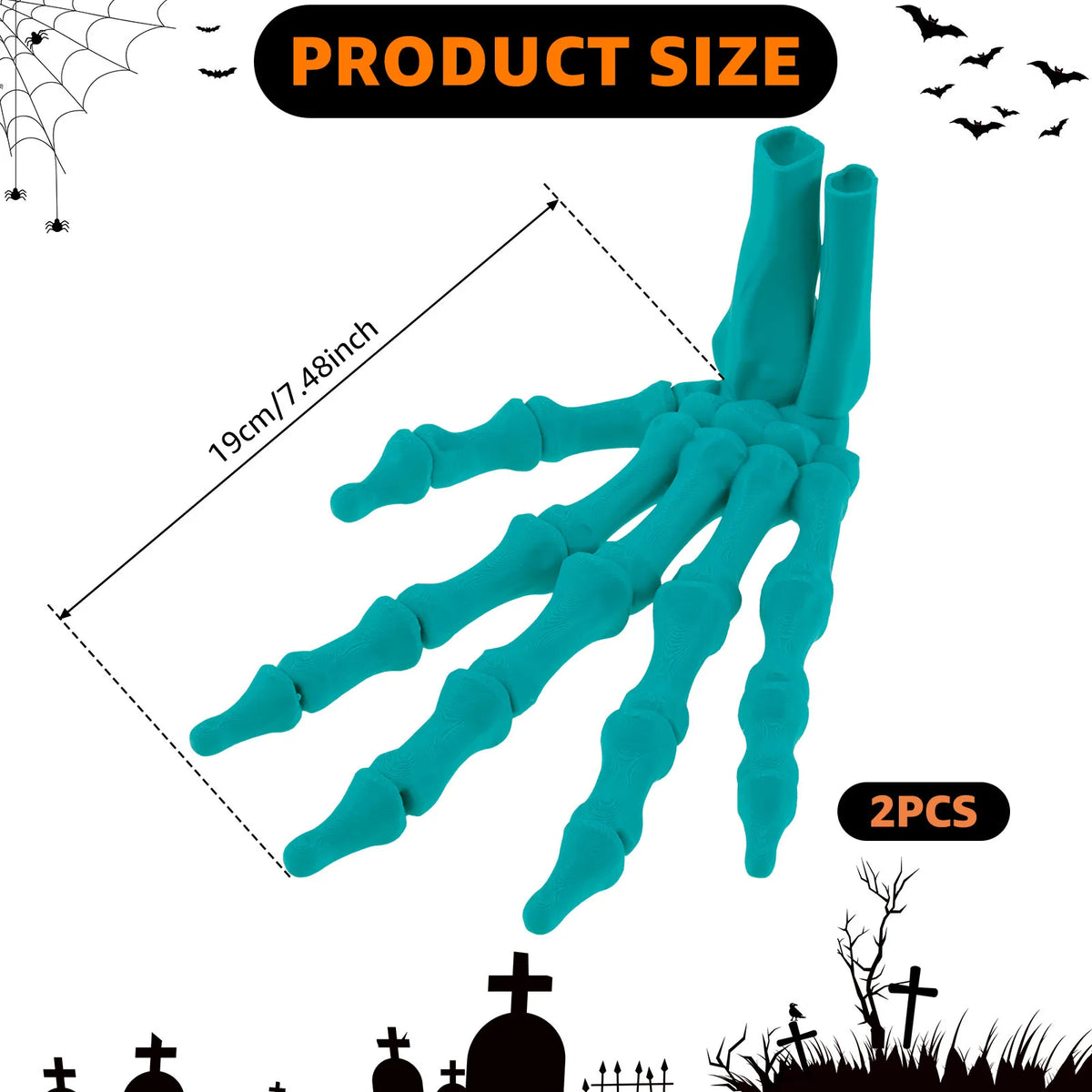 3D Realistic Skeleton Hand Model with Flexible Articulated Joints Halloween Decoration Prop Nixie