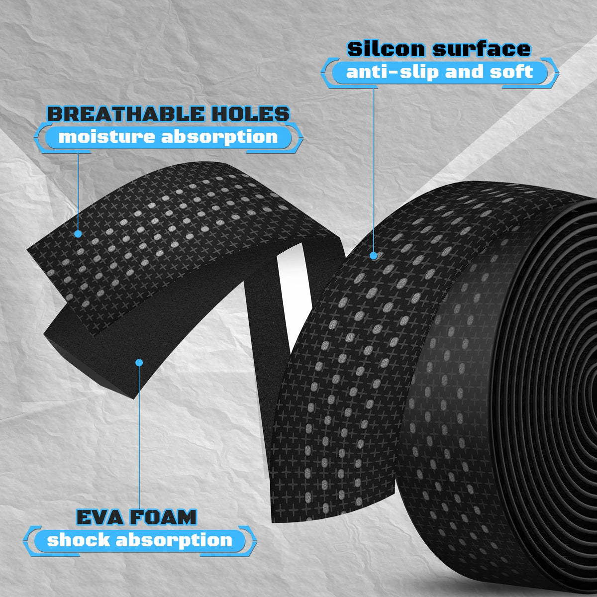 BUCKLOS Silicone EVA Bike Handlebar Tape – Non-Slip Cycling Bike Handlebar Tape Nixie