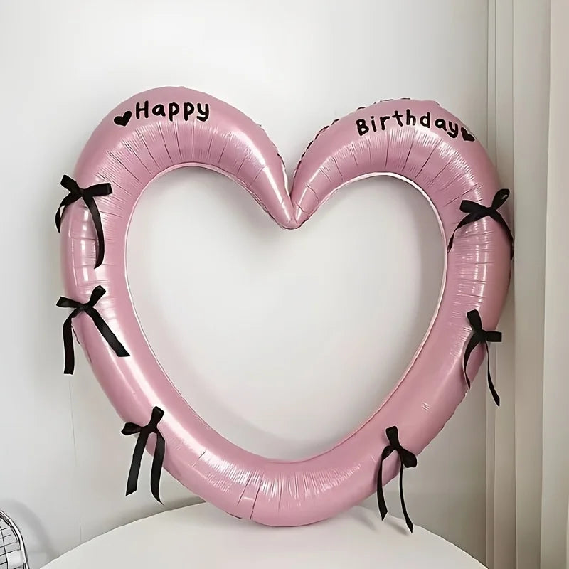 40" Bow Happy Birthday Foil Balloon Set – Party Decoration Foil Balloon Set Nixie Pink