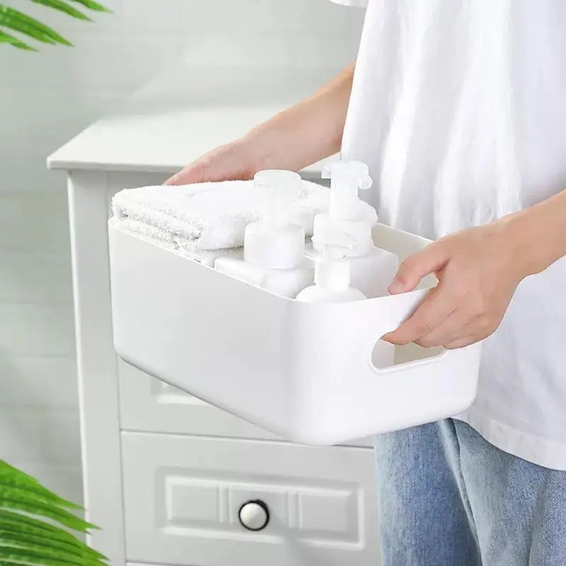 Stackable Plastic Storage Bins with Carry Handles | Organizer