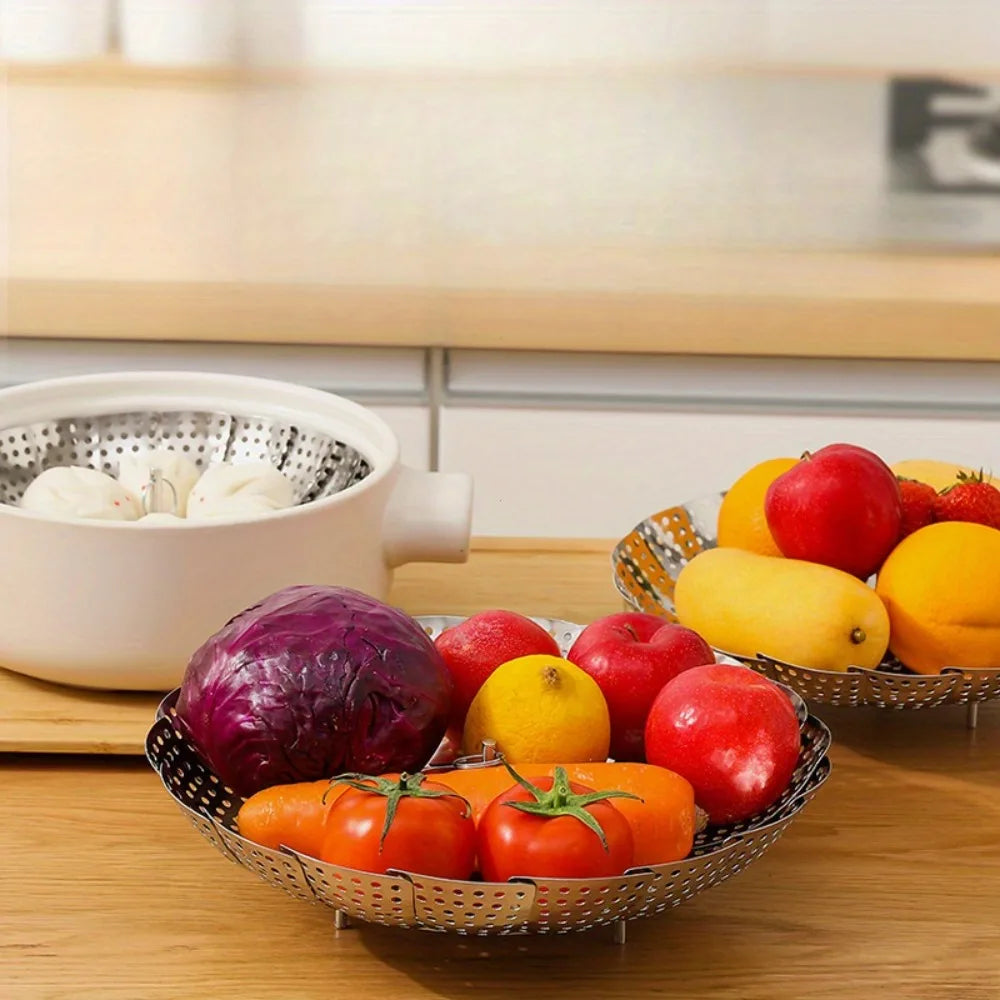 Expandable Stainless Steel Vegetable Steamer Basket & Air Fryer Liner Steamer Basket Nixie
