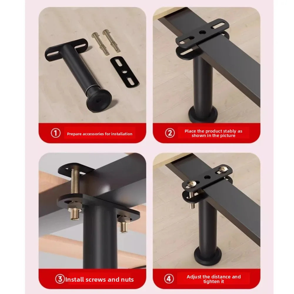 Adjustable Heavy Duty Metal Bed Frame Support Legs – Black