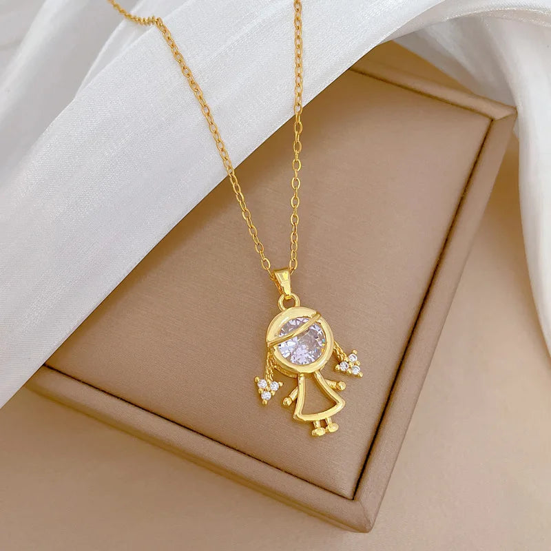 Gold Plated Animal Pendant Necklace – Stainless Steel Clavicle Chain Pendant Necklace Nixie