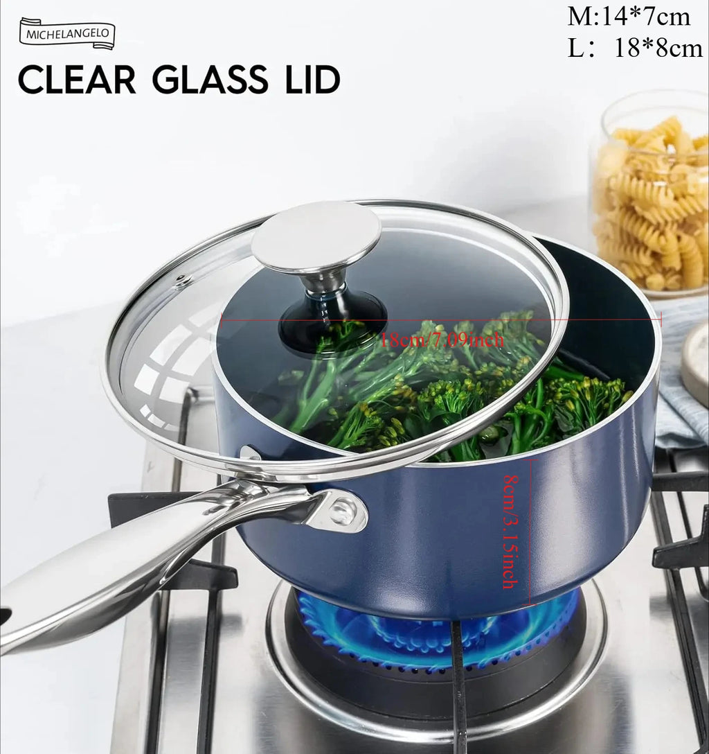 MICHELANGELO Ceramic Nonstick Frying Pan with Glass Lid Ceramic Nonstick Pan Nixie