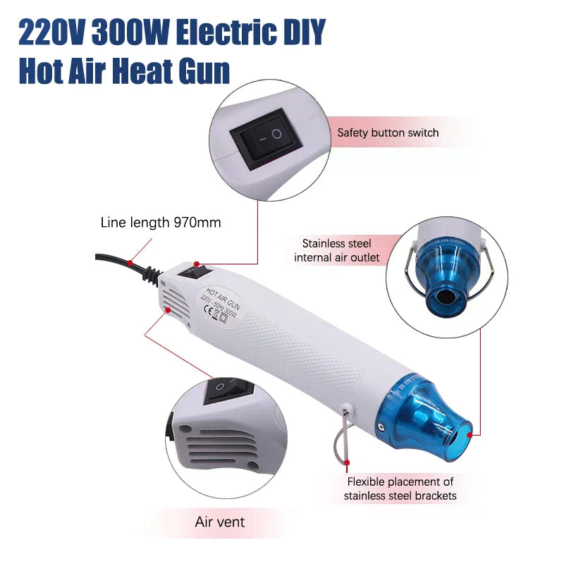 220V 300W Mini Hot Air Gun DIY Craft Tool with Stand Hot Air Gun Nixie