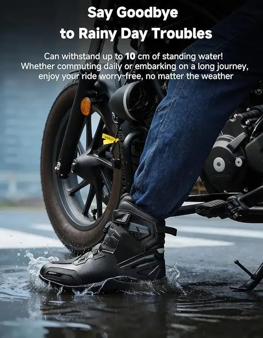 KEMIMOTO Men's Waterproof Motorcycle Ankle Boots Anti-Slip Motorcycle Riding Boots Nixie