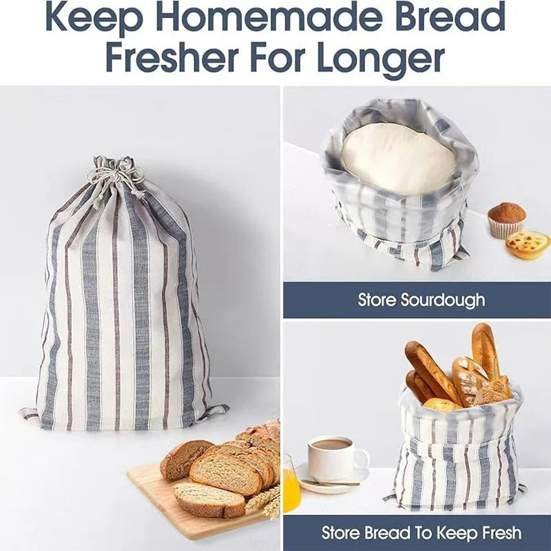 Reusable Linen Beeswax Bread Bags with Sourdough Proofing Cover Bread Storage Bag Nixie