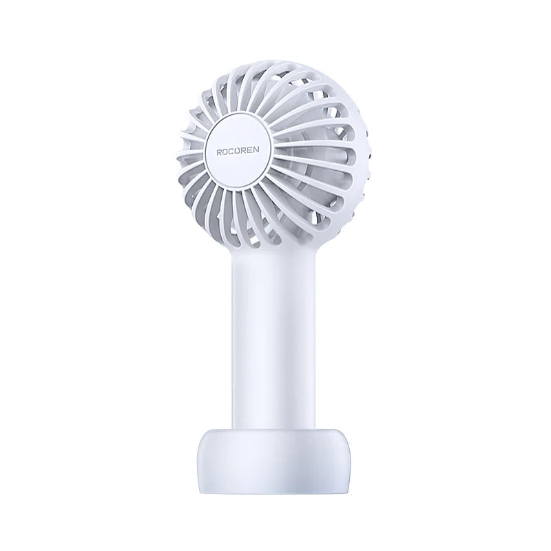 Rocoren Mini Portable USB Rechargeable Handheld Fan with Base Portable Handheld Fan Nixie White