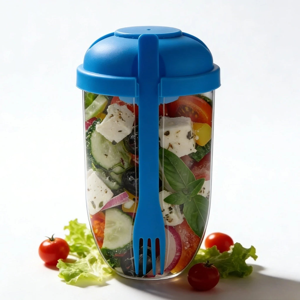 Leak Proof Salad Shaker Cup with Lid & Fork – BPA Free Salad Shaker Container Nixie
