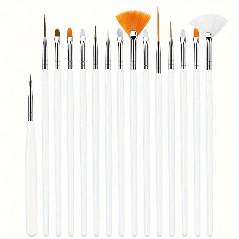 15pc Fine Detail Paint Brush Set – Acrylic, Oil & Watercolor Detail Paint Brushes Nixie WHITE