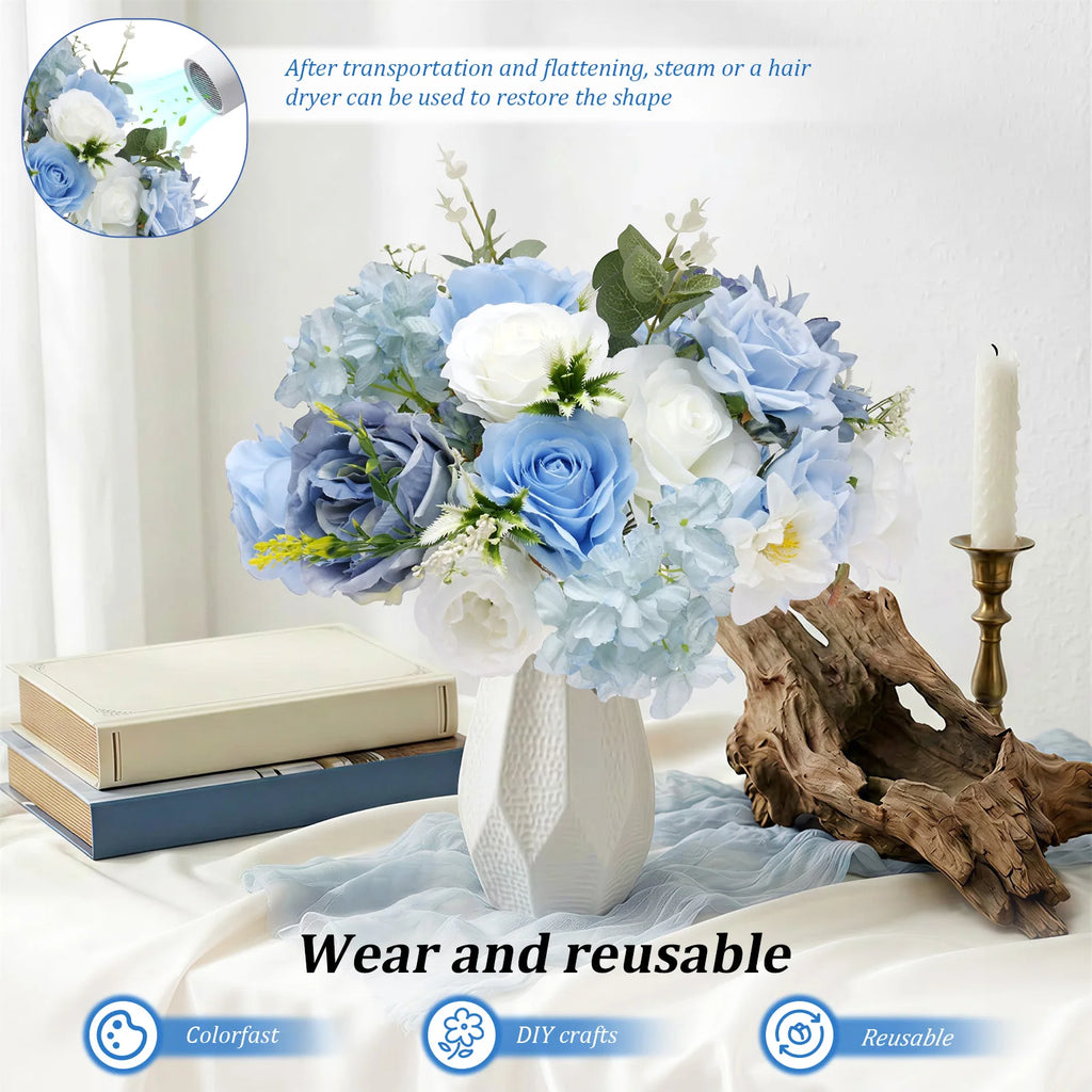 Artificial Flowers Combo Box – Pink & Blue Faux Flowers for DIY Artificial Flower Set Nixie