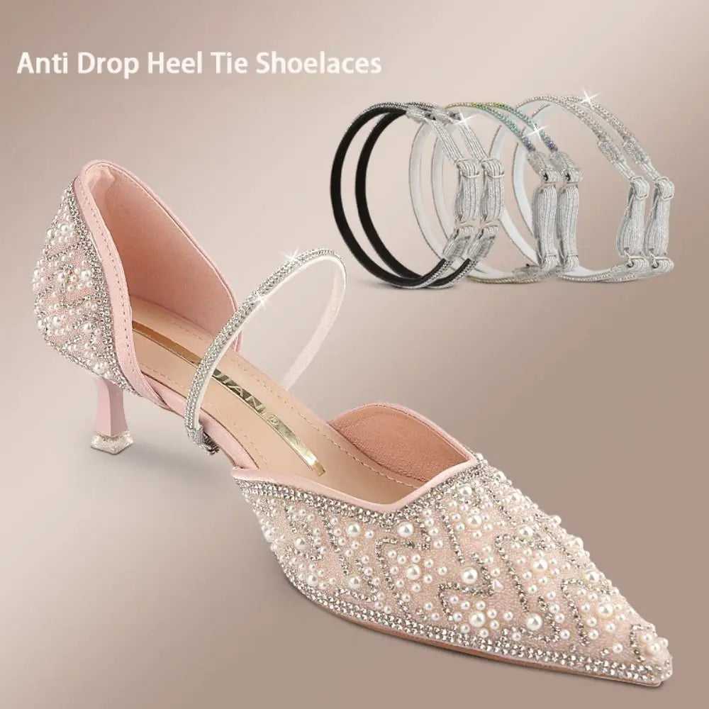 2 Pairs Rhinestone Elastic Ankle Straps for High Heels