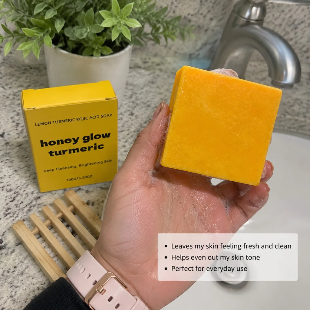Turmeric Kojic Acid Bar Soap – Honey, Lemon Deep Cleanse Cleansing Bar Soap Nixie