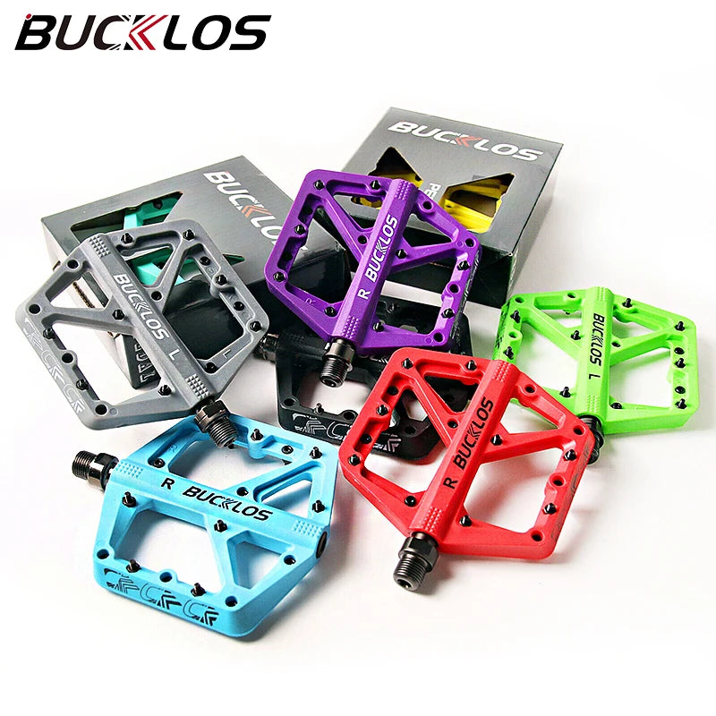 BUCKLOS Ultralight Nylon Flat Bike Pedals | MTB & Road Flat Bike Pedals Nixie