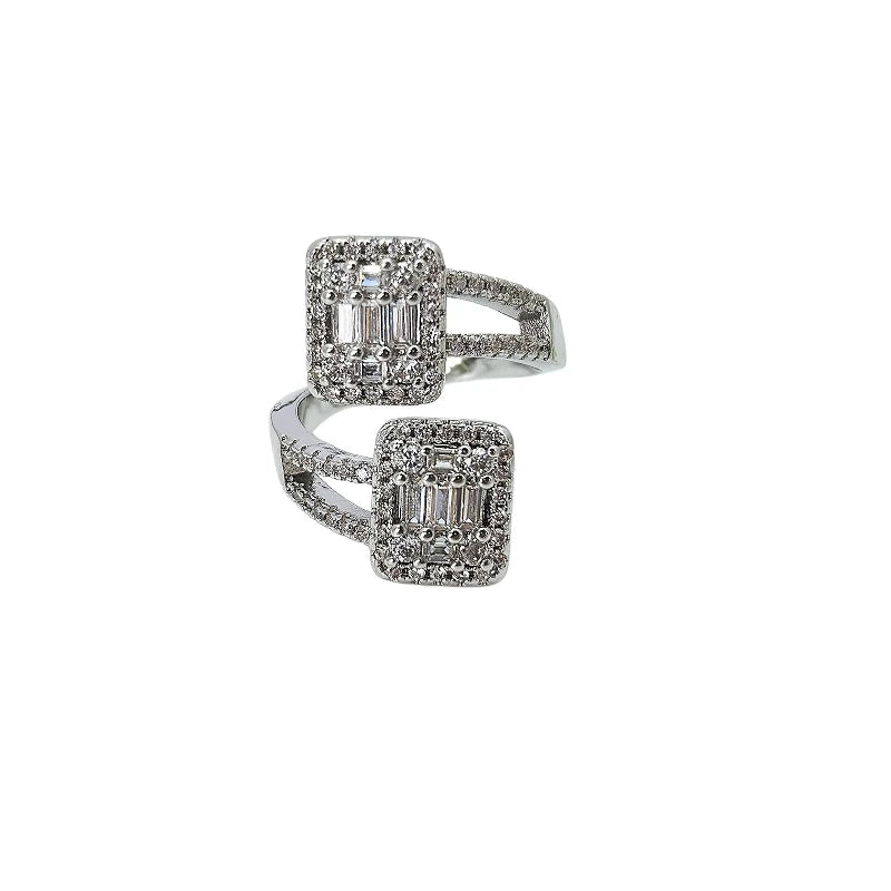 Full Diamond Geometric Open Ring | Unisex Zircon Fashion Ring Fashion Ring Nixie