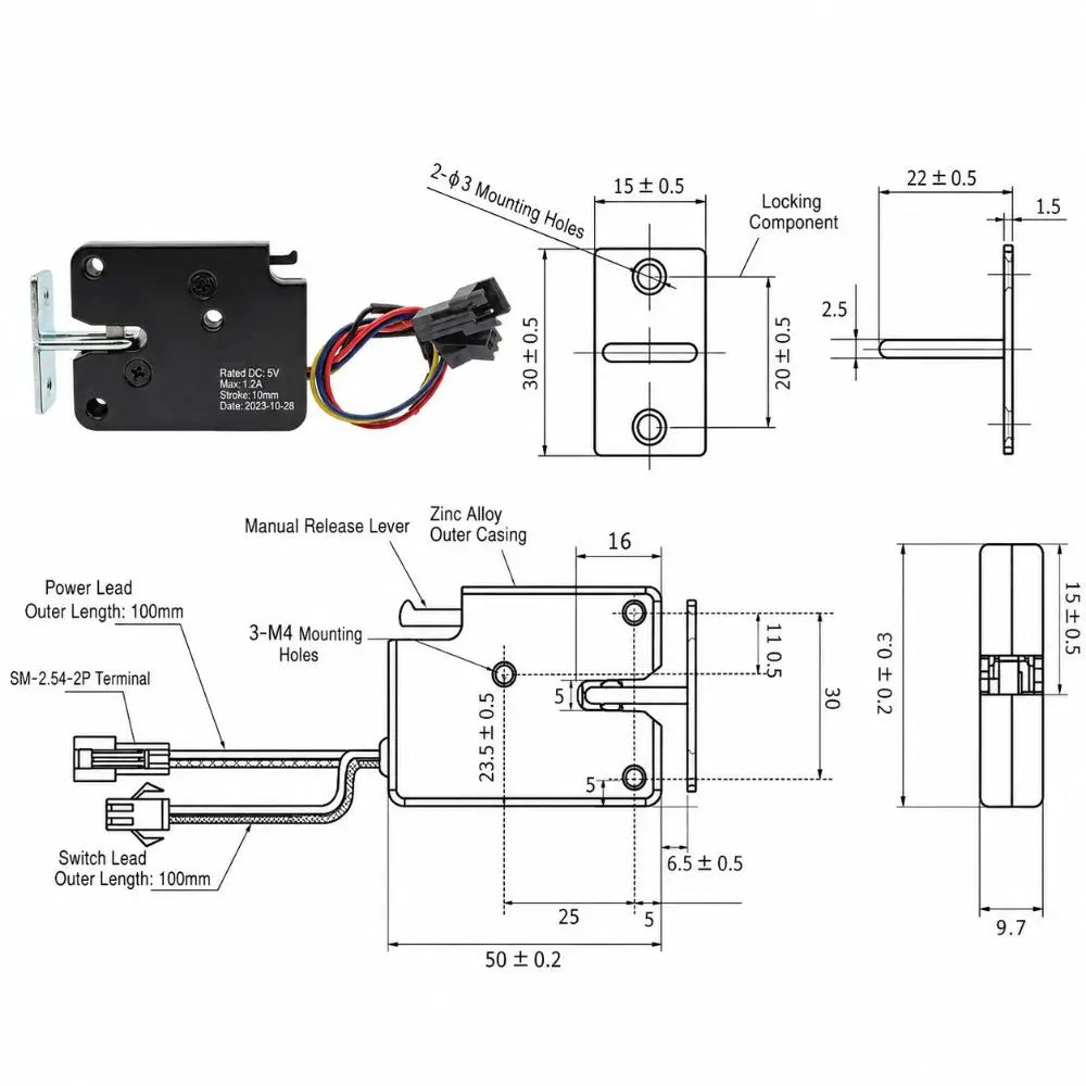 Mini DC 3V–24V Solenoid Electric Lock 50KG Cabinet Drawer