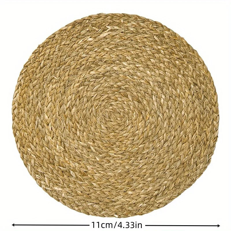 6-Pack Round Natural Woven Linen Placemats – Heat-Resistant Woven Table Placemats Nixie