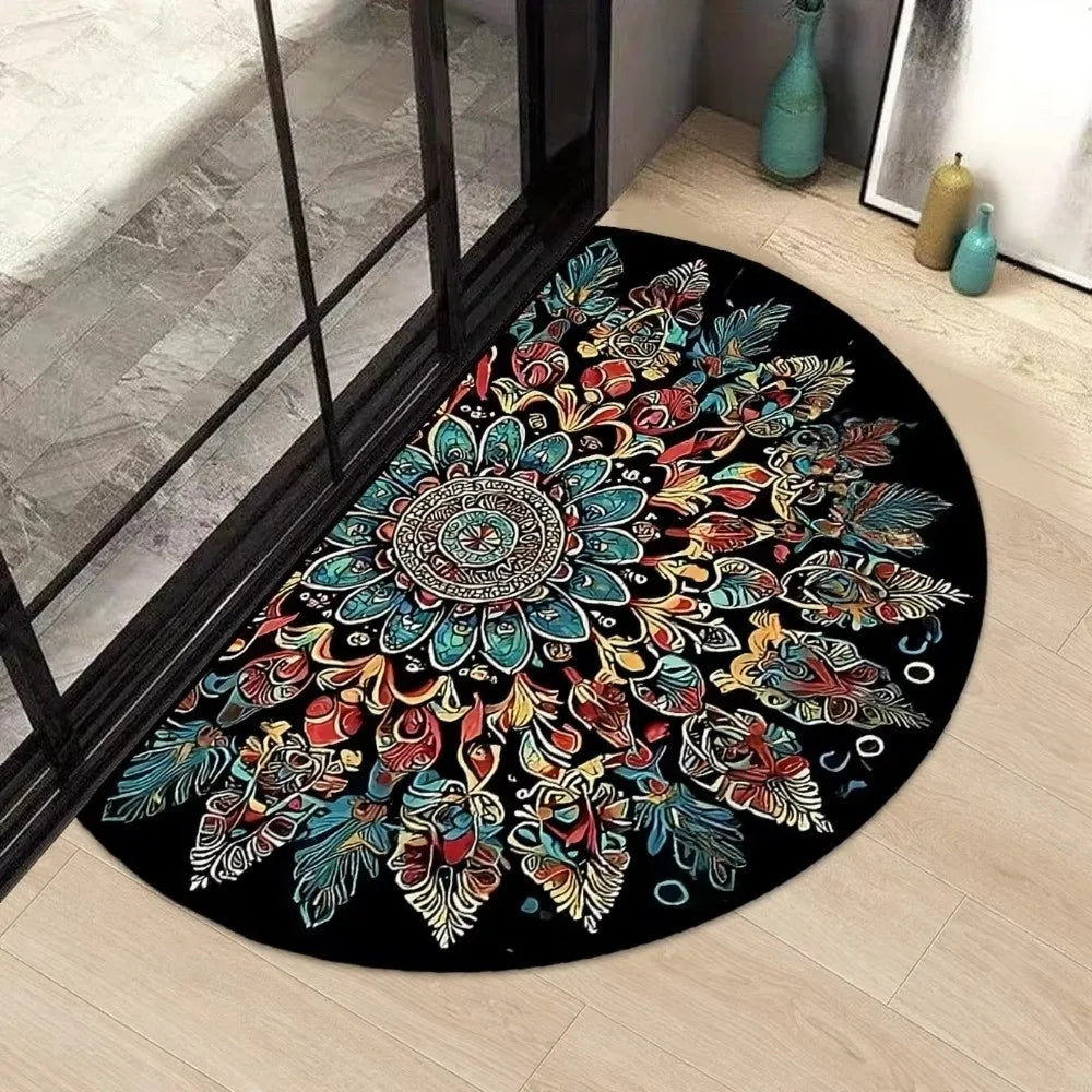 Semi-Circular Non-Slip Doormat | Washable | Silicone Backing Entryway Doormat Nixie