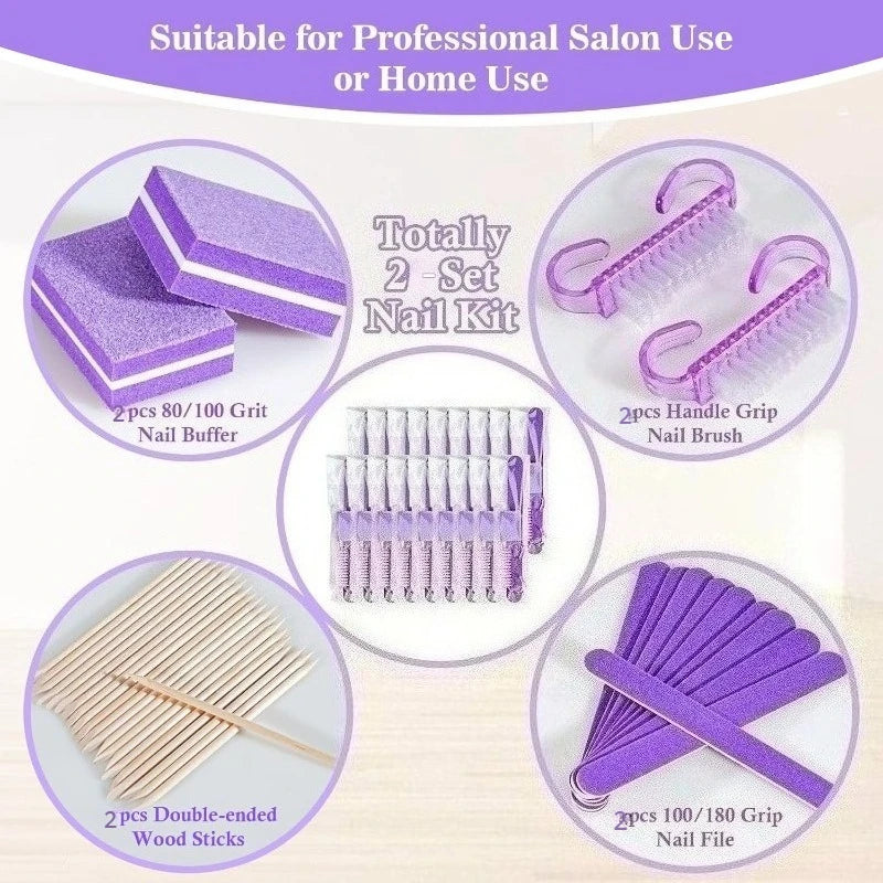 8-Piece Travel Nail Kit – Buffer, File, Brush & Wood Stick Nail Care Kit Nixie